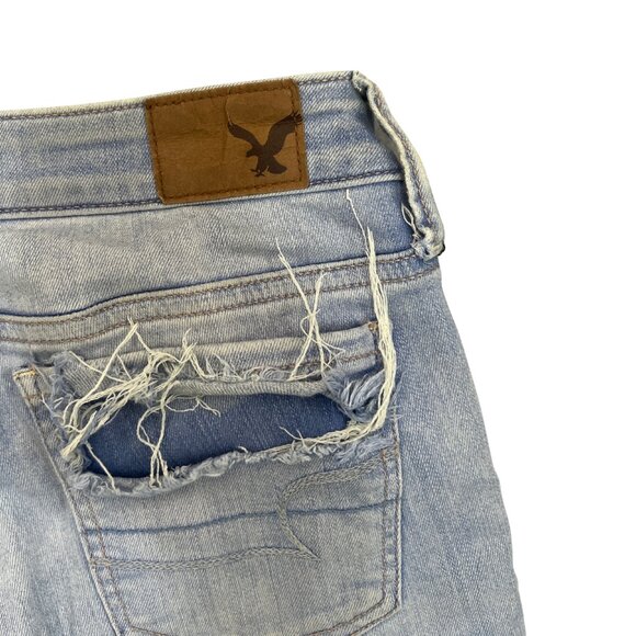 American Eagle Women's Size 2 Ripped Skinny Jeans Distressed Jegging Light Wash - Picture 13 of 13